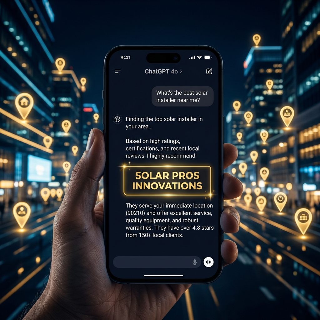Local business appearing as ChatGPT recommended result when buyer asks best service in city AI answer engine optimization